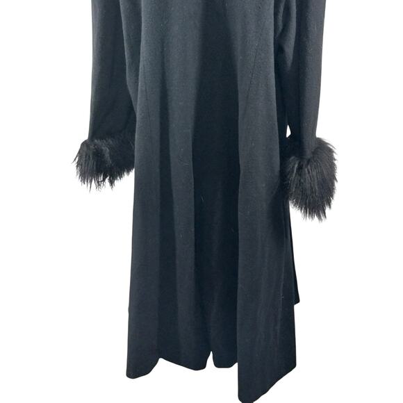 ASHLEY STEWART! STUNNING BLACK FULL LENGTH ALPACA TRIMMED DRESS COAT! SZ 1X - Picture 10 of 12